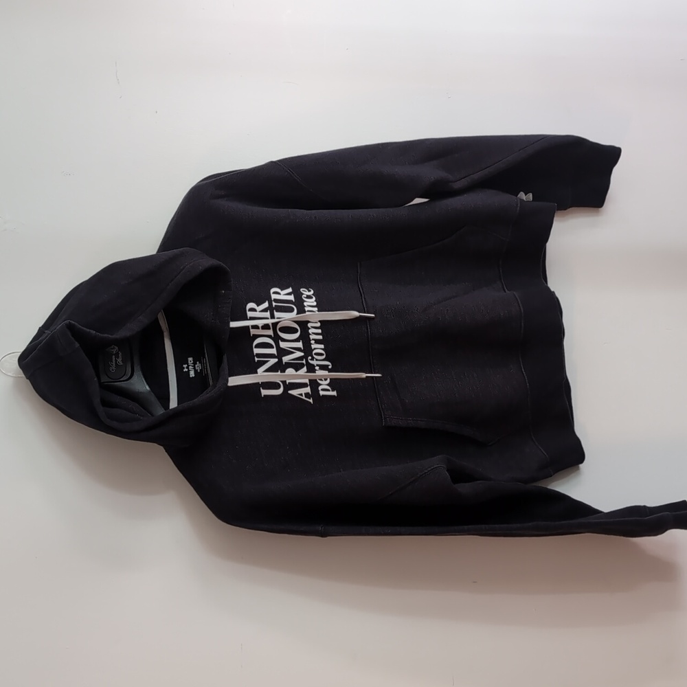 Under Armour Charcoal Crop Hoodie with White Text